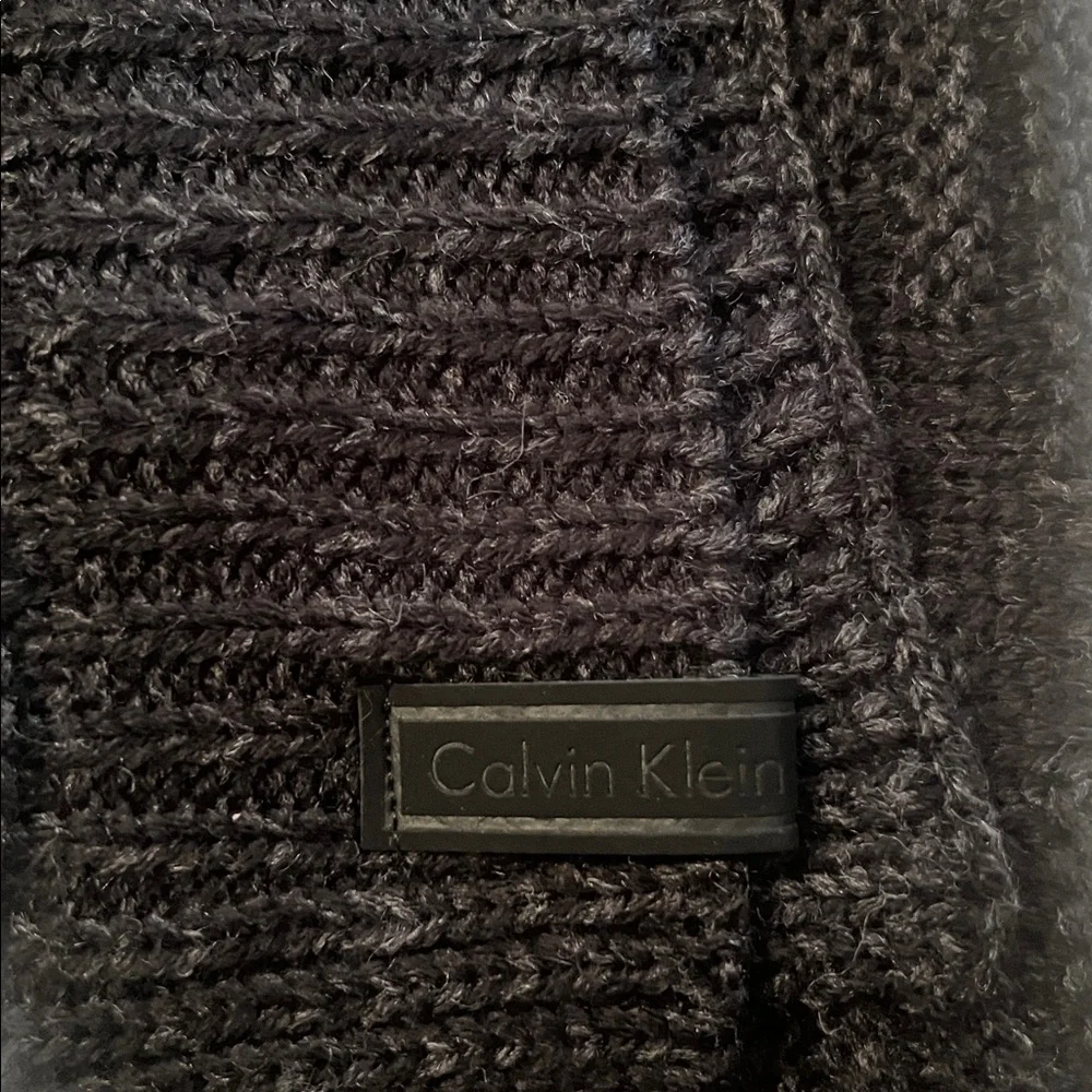 Calvin Klein Mens Black Knit Textured Fall Rectangle Scarf One Size